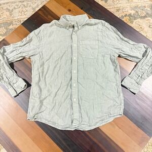 Abercrombie & Fitch Men's Shirt Long-Sleeve Button-Down 100% Linen Gray Size XL